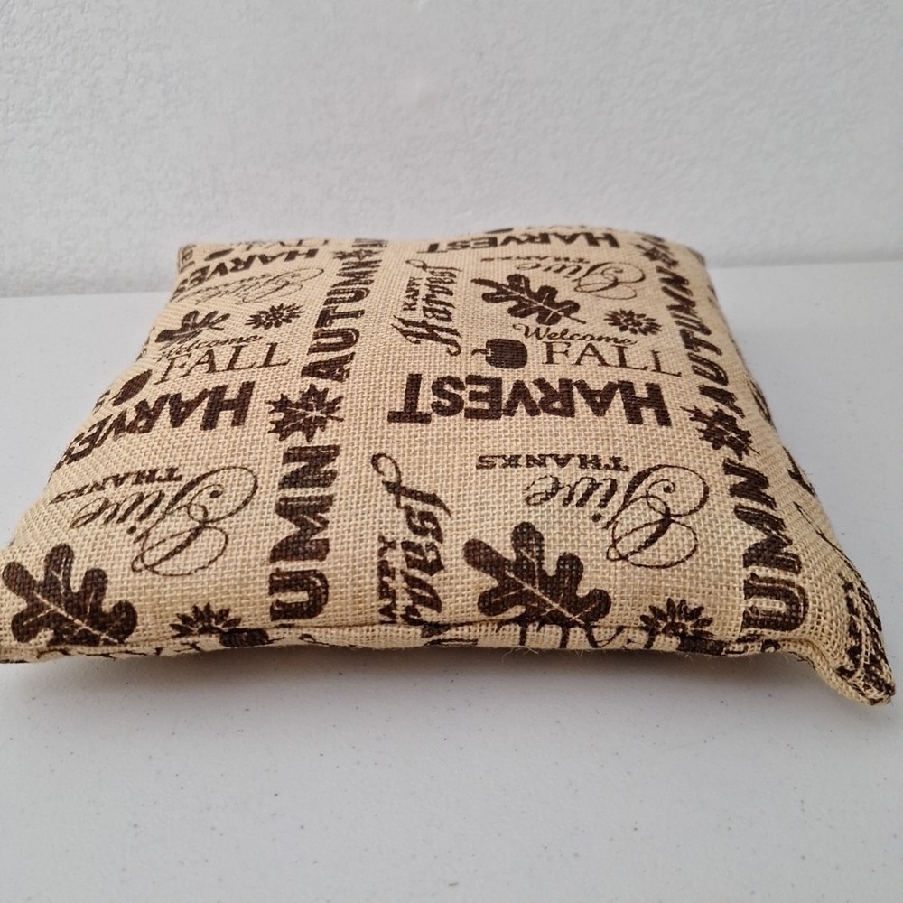 Vintage Fall Harvest Autumn Give Thanks Burlap Throw Pillow Home Decor 13" x 13" - Picture 8 of 9